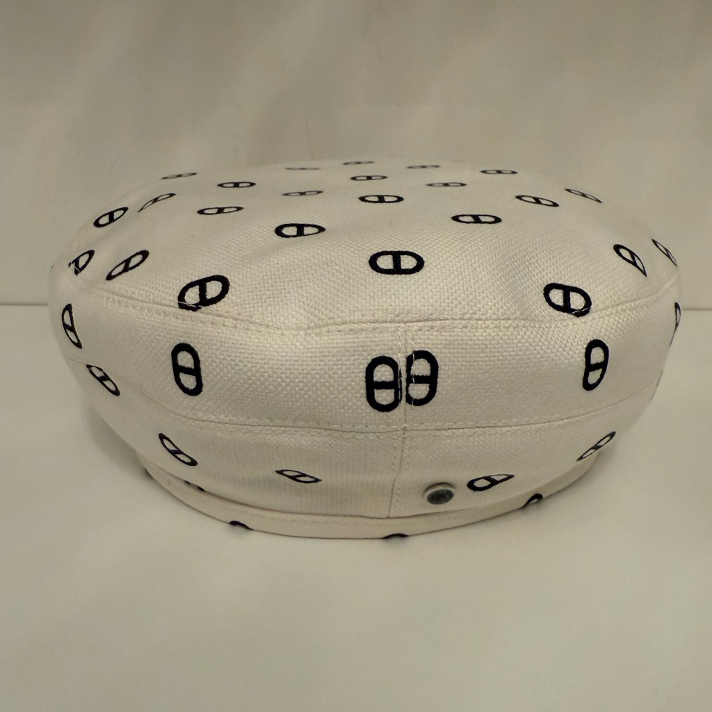 Hermes White And Black Patterned Hat
